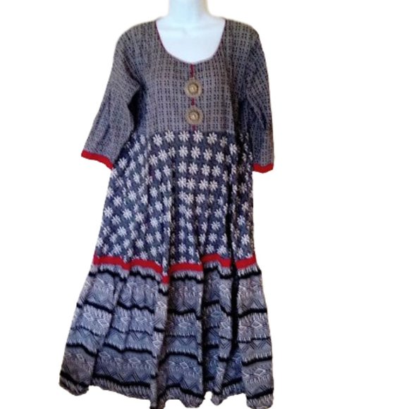 Black, White, Red Authentic Anarkalis Indian Dress Size XL - Picture 1 of 7